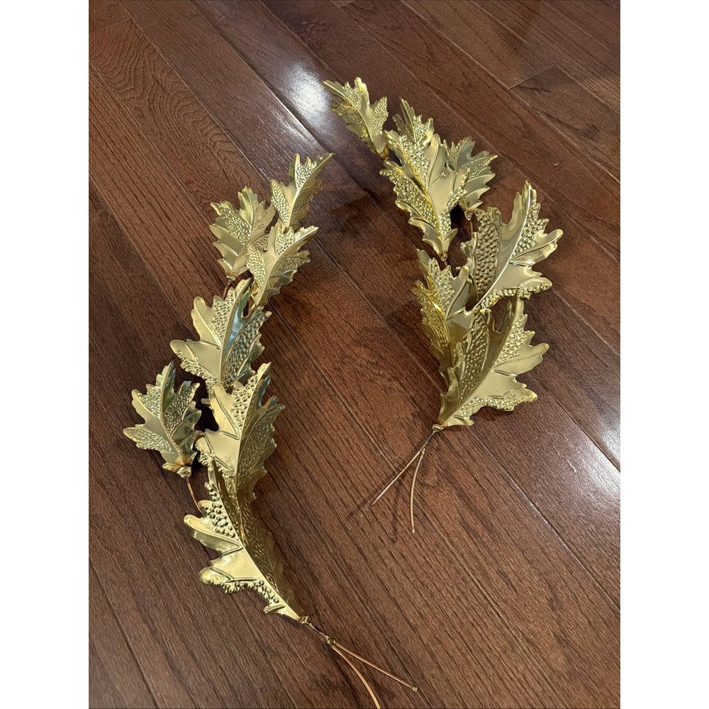 Vintage Brass HOMCO Home Interior Leaf Leaves Swag Wall Decor Hanging Set Of 2